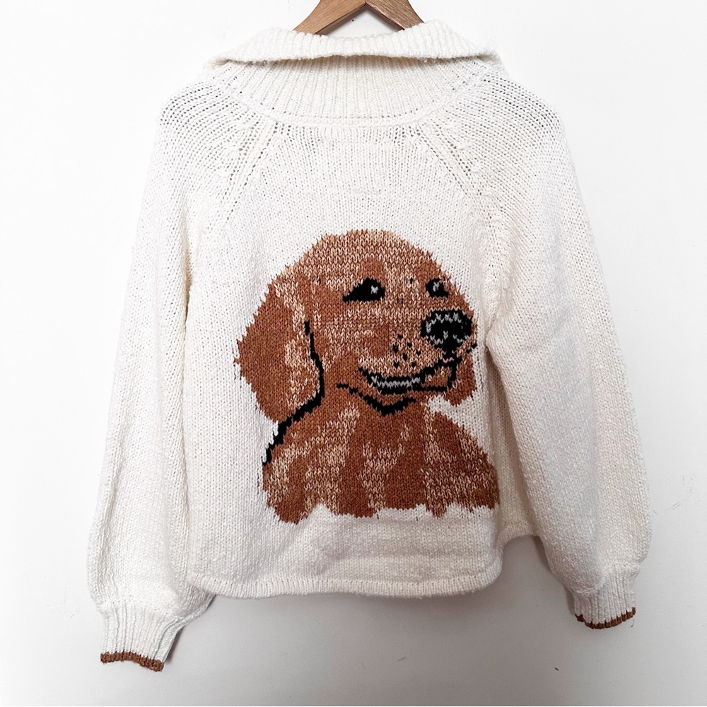 Anthropologie The Jesse Dog Icon Cardigan Sweater by Pilcro Golden Retriever - Picture 13 of 14